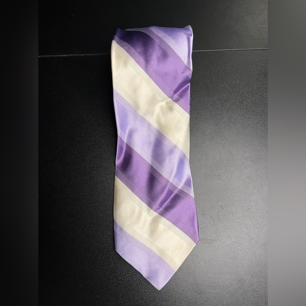 IKE BEHAR‎ Brilliant Silk Tie Purple white 61"